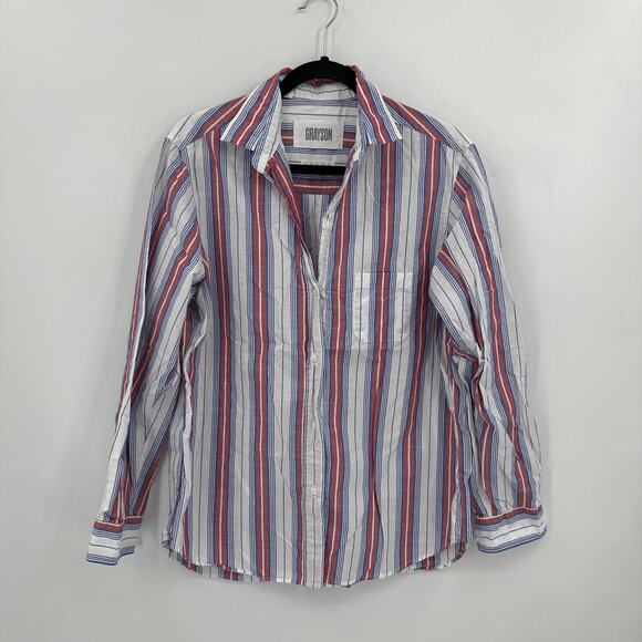 Anthropologie Blouse Grayson Jasmine Hero striped button down Size 4 - Picture 2 of 7